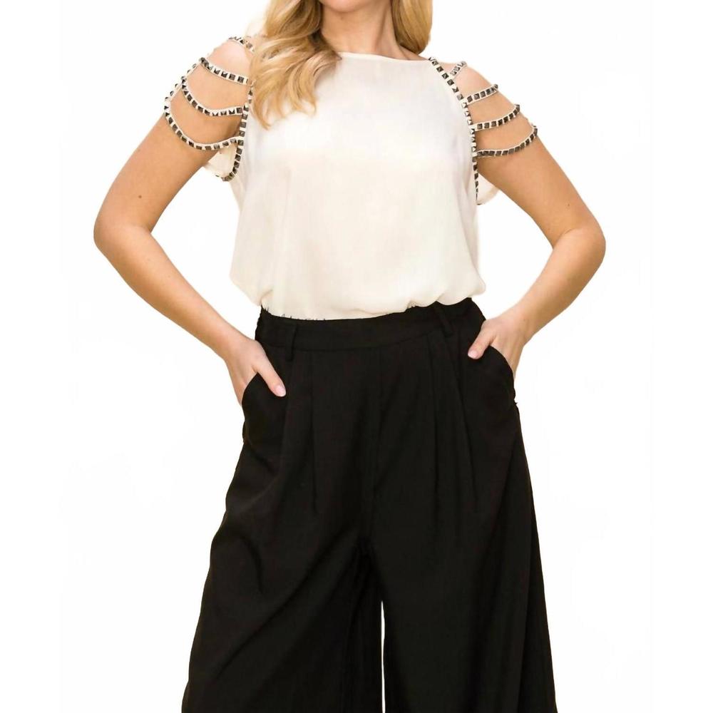 NEW VOCAL APPAREL elegant embellished top in white